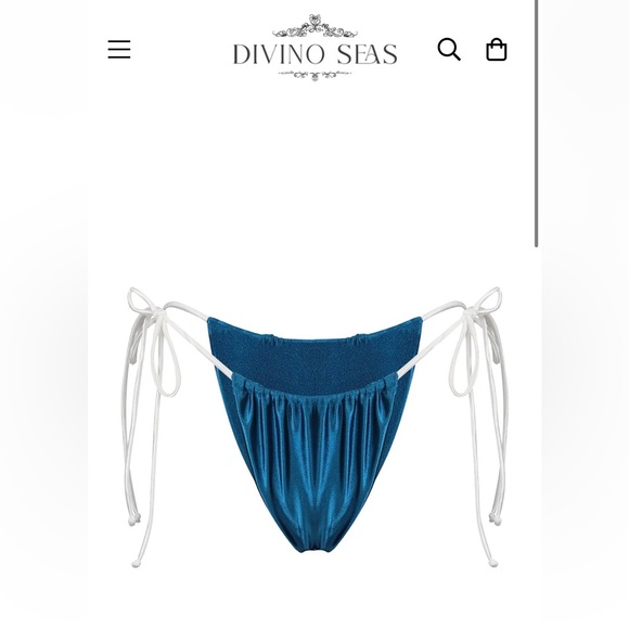 Divino Seas Ailin Dark Peacock Blue Bright White Top & Bottom Bikini Set Size XS - Picture 8 of 14